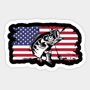 Fish American flag Shirt Patriotic Fishing 4th of July Tank Top Sticker